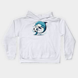 dolphin as soccer player Kids Hoodie